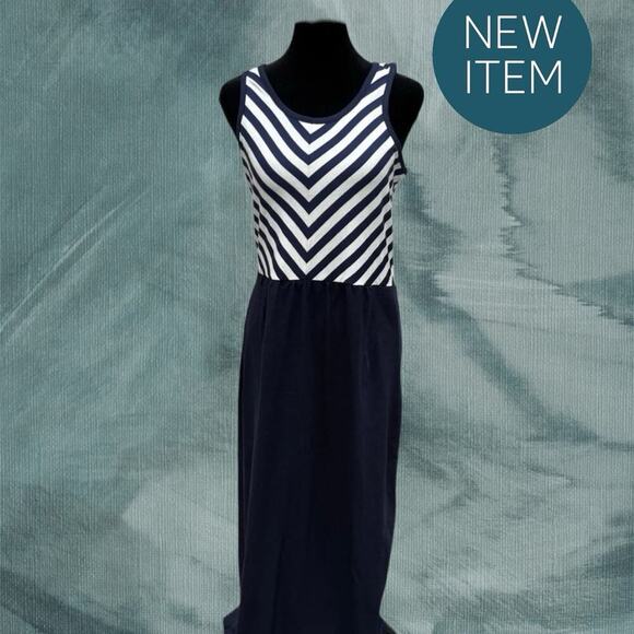 Toad & CO long dress, navy with white stripes, tank style, women's size S - Picture 1 of 8